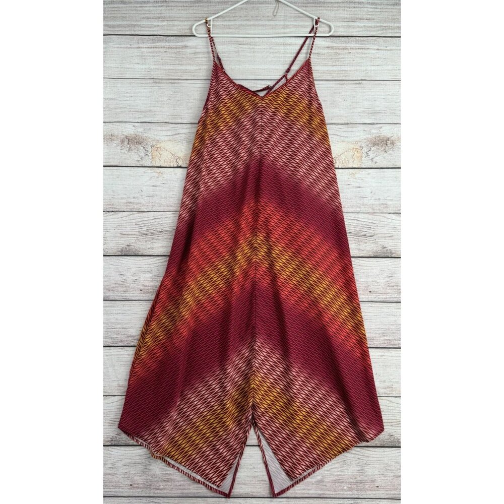 prAna Ombre Print Beach Cover Up Dress Women's Size L Pink/Red/Brown